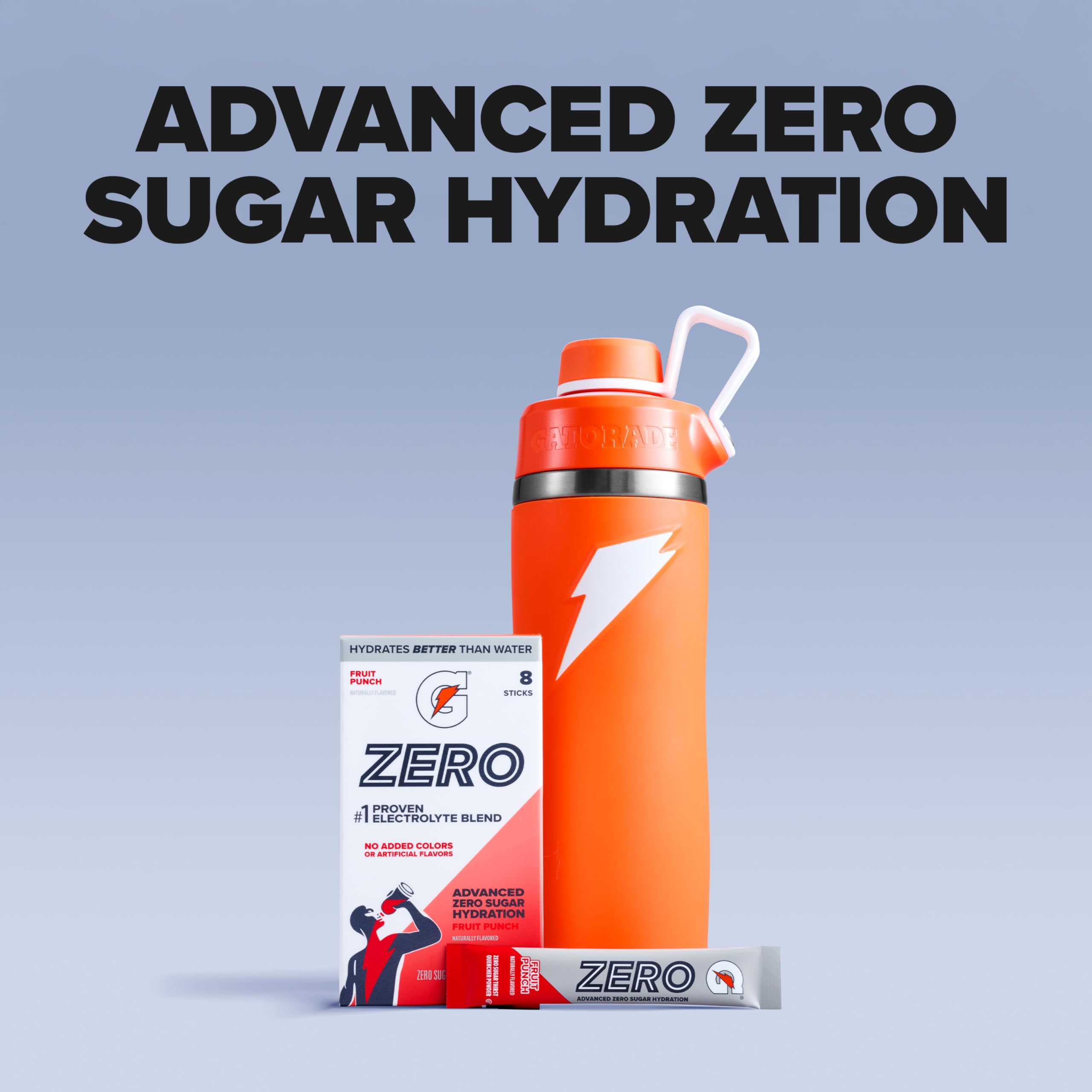 Gatorade Zero comparación de tamaño con botella para entender porción