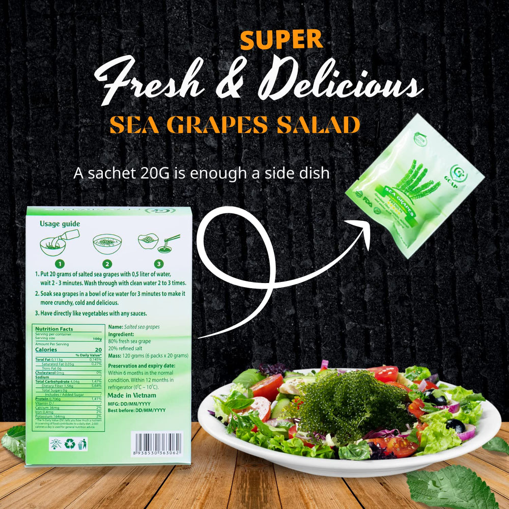 GCAP sea grapes como topping de sushi realzando presentación