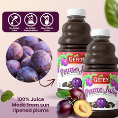 Gefen vaso servido con jugo de ciruela listo para beber y refrescar desayunos