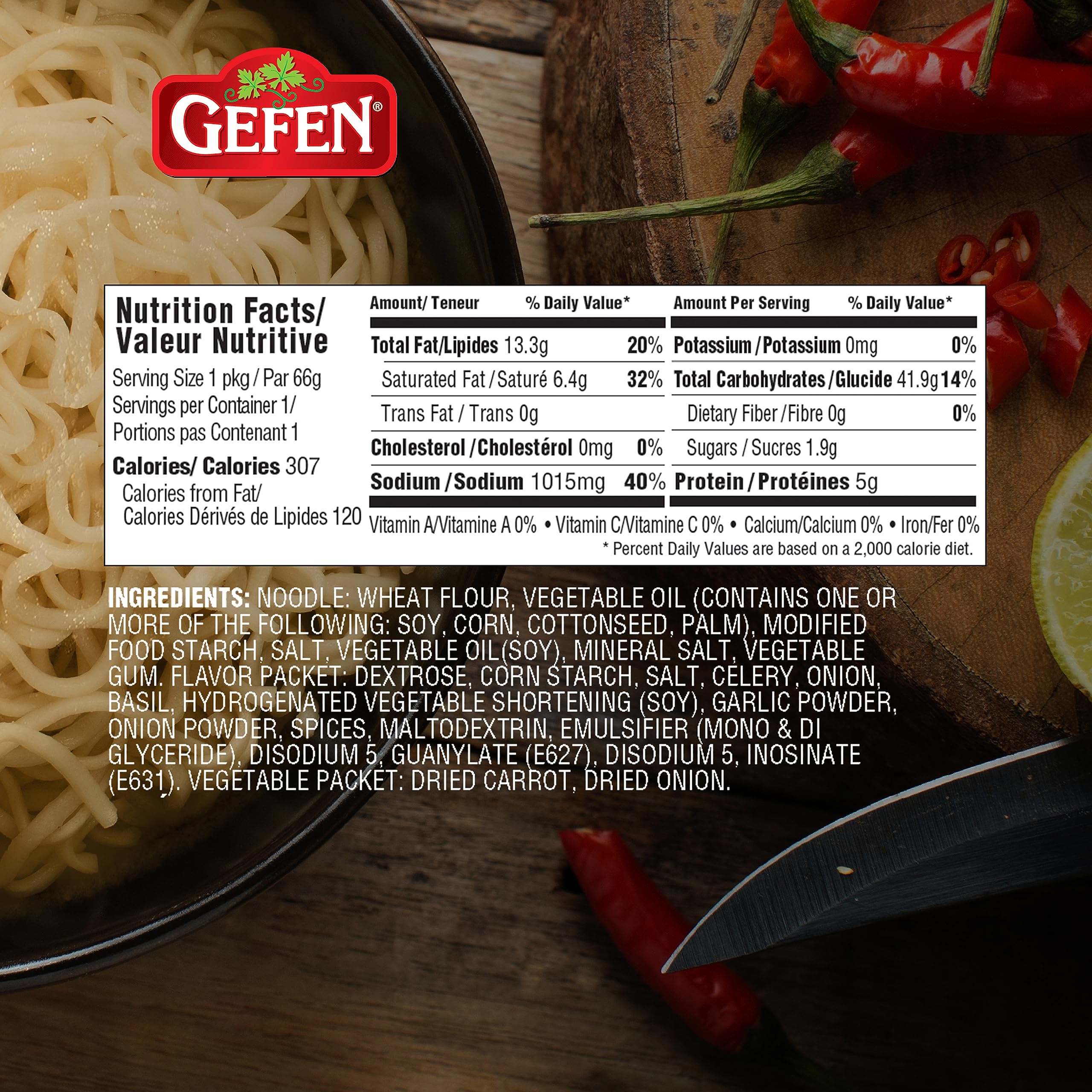 Gefen ramen servido en plato, ideal para comidas rápidas y personalizables