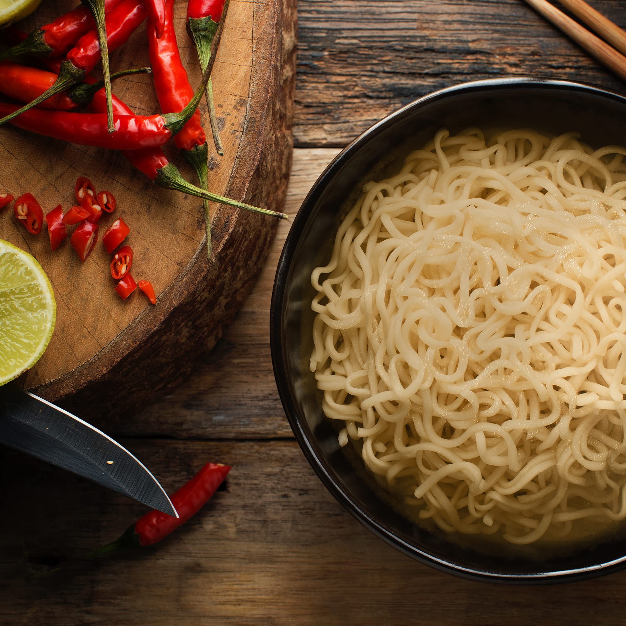 Gefen primer plano de la textura de los fideos que destaca su cocción rápida