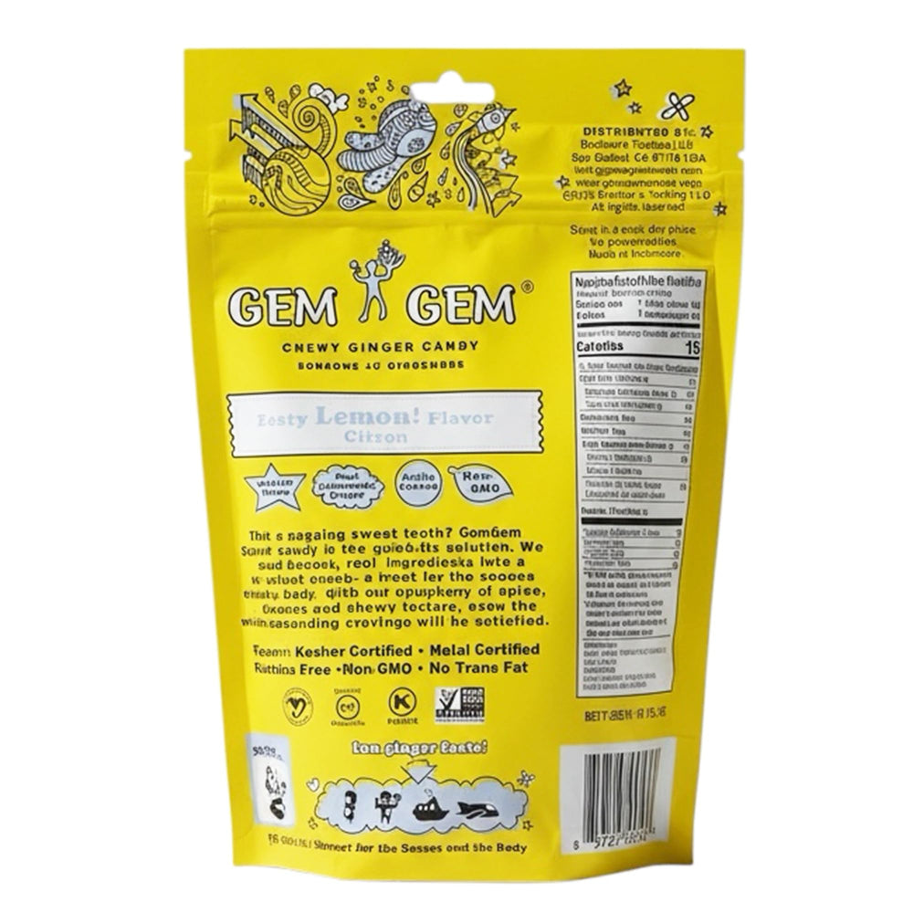 Gem Gem textura cercana del caramelo masticable que muestra jengibre real