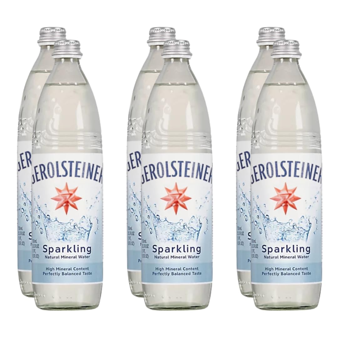 Generic botella frontal de agua mineral con gas en vidrio, apariencia elegante