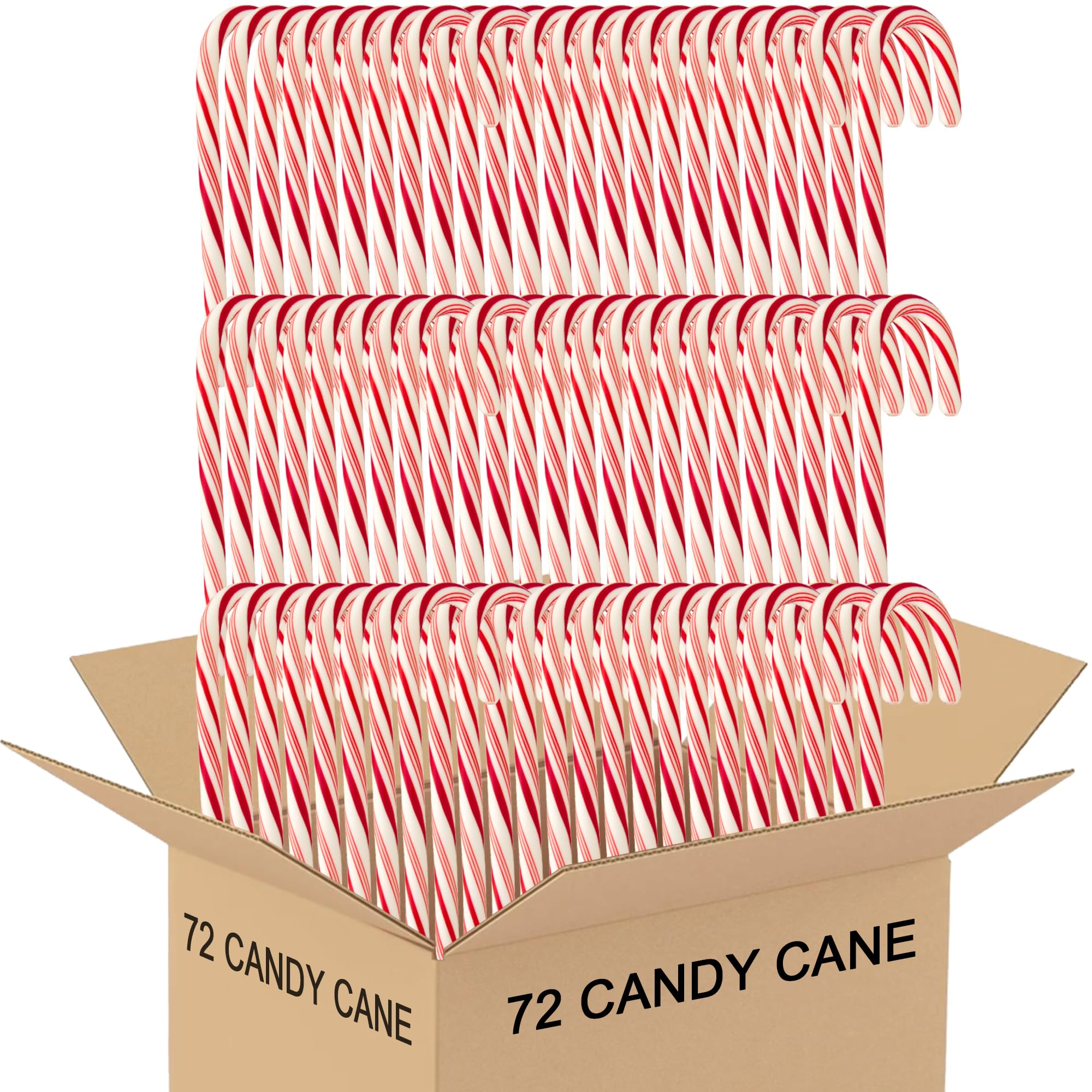 Generic candy cane paquete frontal mostrando 72 bastones envueltos, práctico para eventos