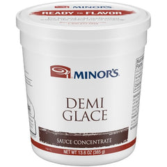 Generic demi-glace frente del envase mostrando etiqueta y tamaño práctico
