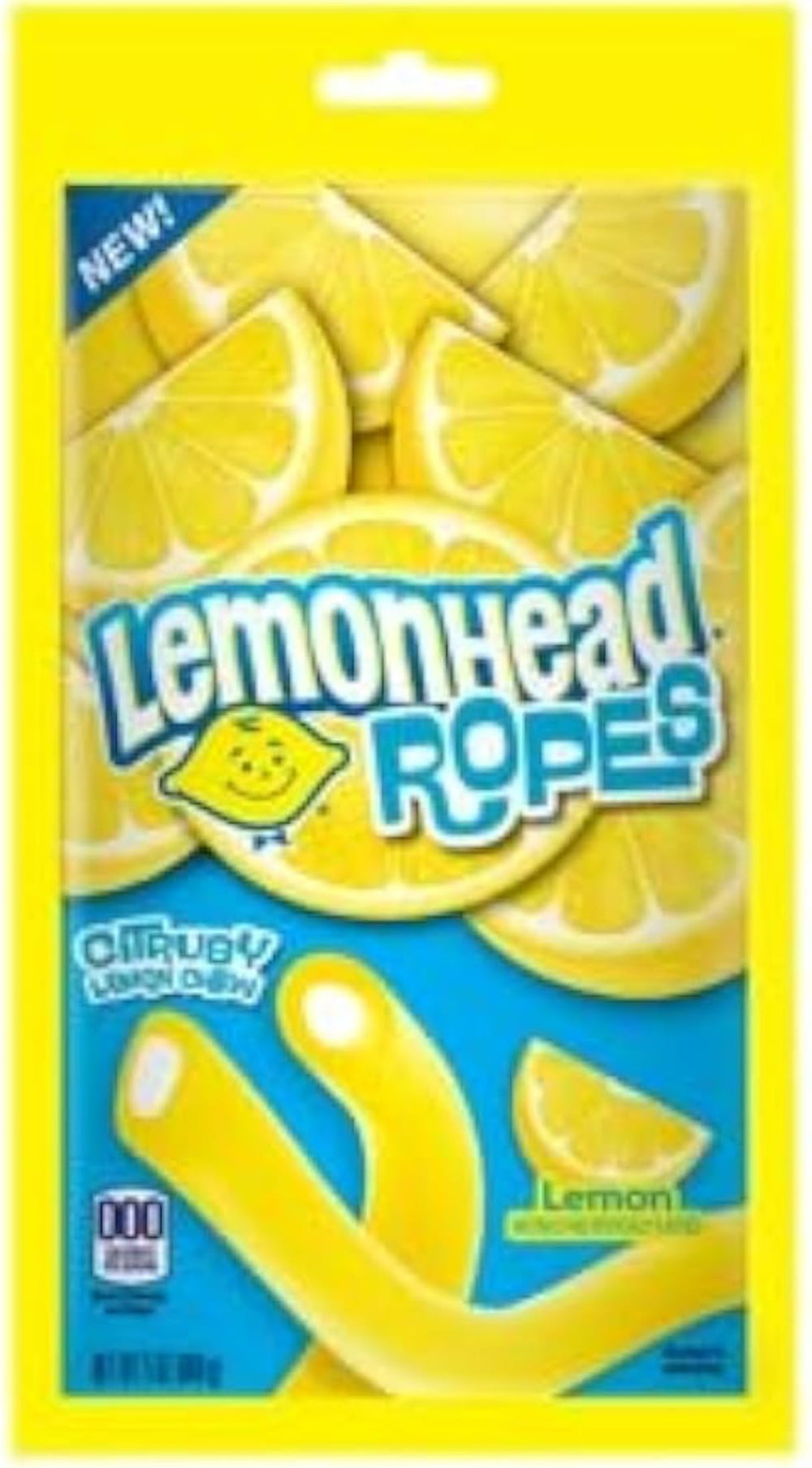 Generic Lemon Ropes primer plano de la textura gomosa mostrando elasticidad