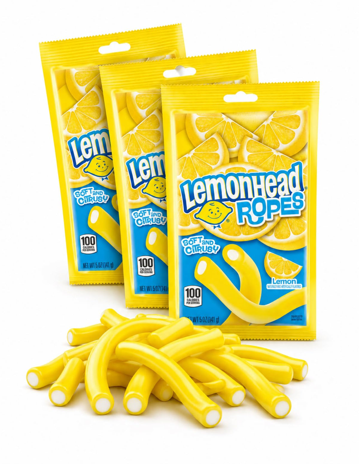Generic Lemon Ropes paquete frontal mostrando las tres bolsas, ideal para compartir