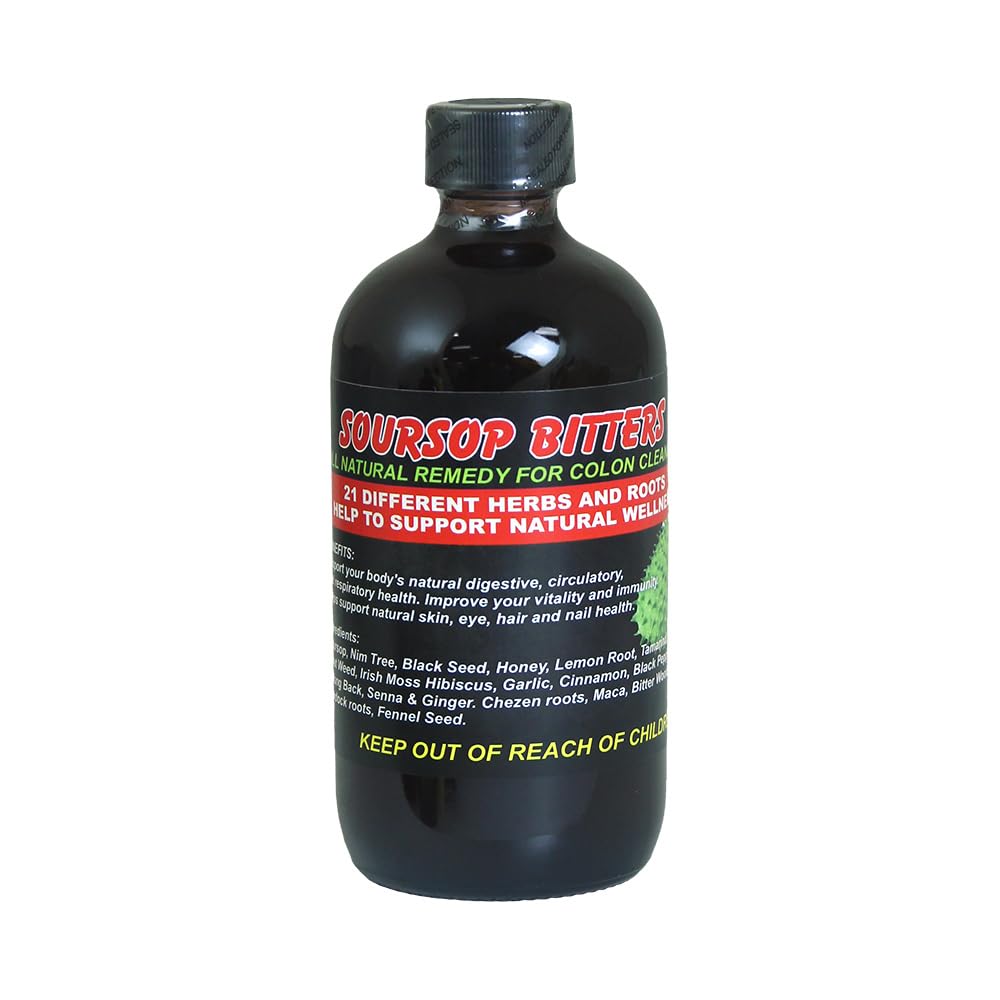 Generic Soursop Bitters vista frontal botella pequeña, muestra claridad y dosificación fácil