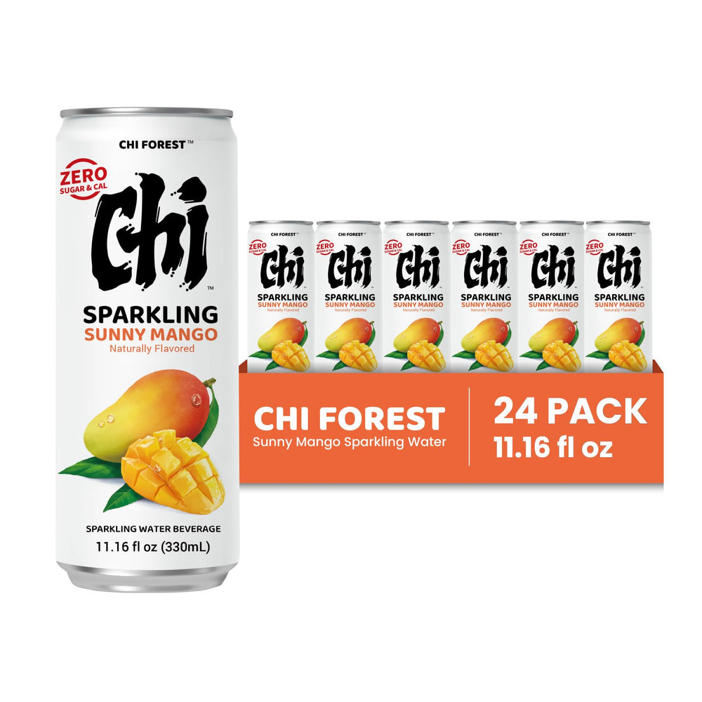 GENKI FOREST lata en mano CHI FOREST mango mostrando tamaño práctico