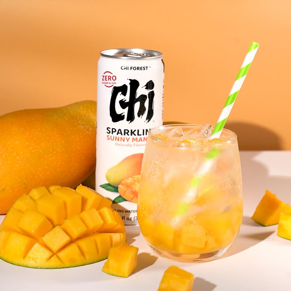 GENKI FOREST latas en refrigerador CHI FOREST mango listas para enfriar