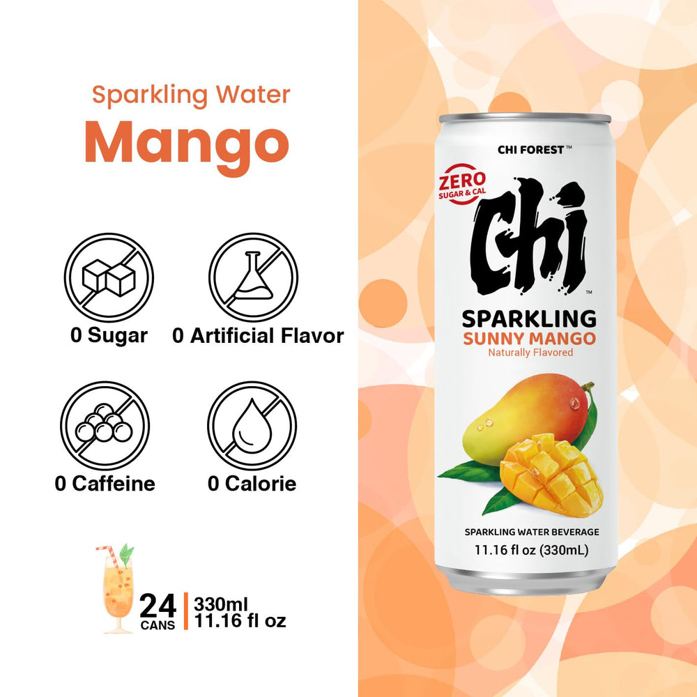 GENKI FOREST espuma tras abrir CHI FOREST mango, burbujas vivas y refresco