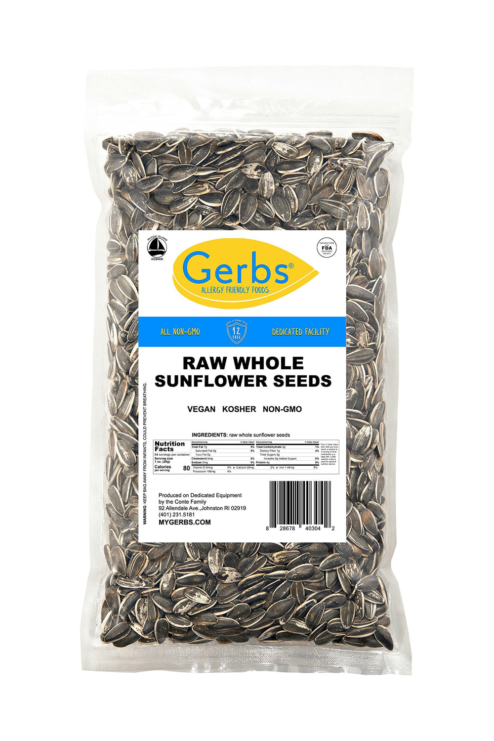Gerbs etiqueta nutricional y lista de ingredientes transparente