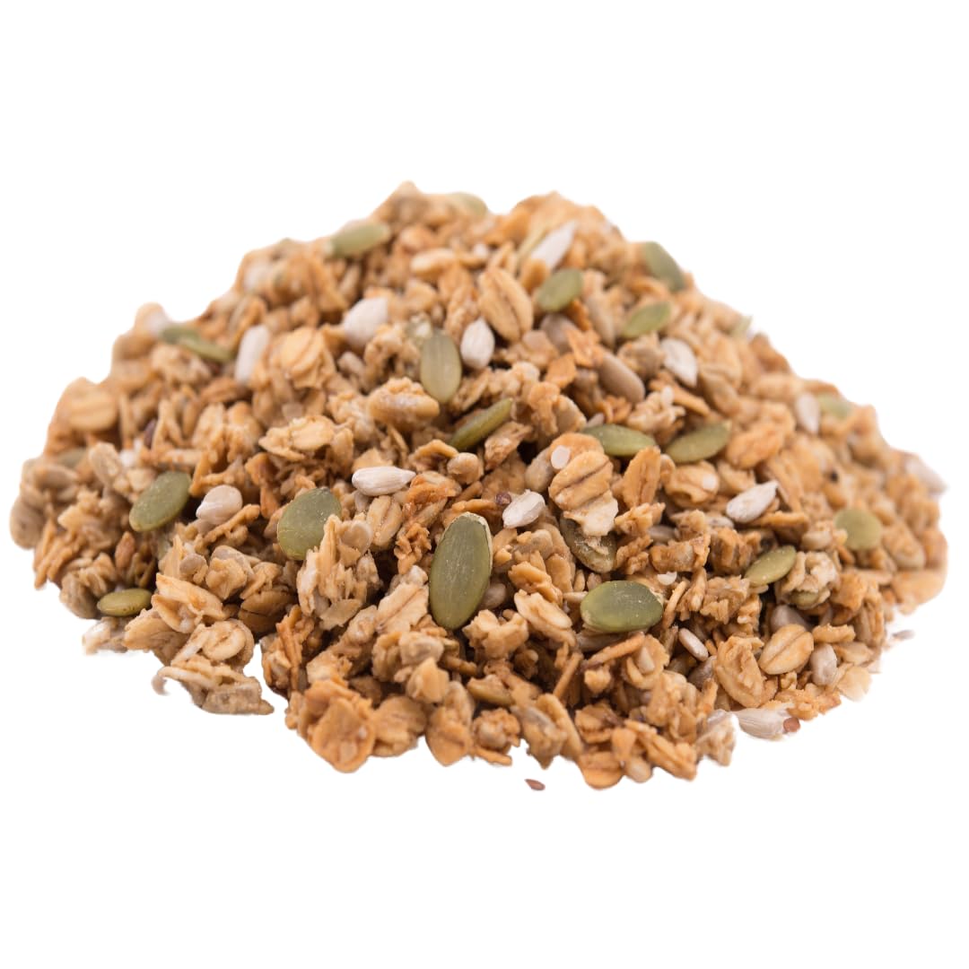 GERBS empaque frontal mostrando granola sin 14 alérgenos y sello fresco
