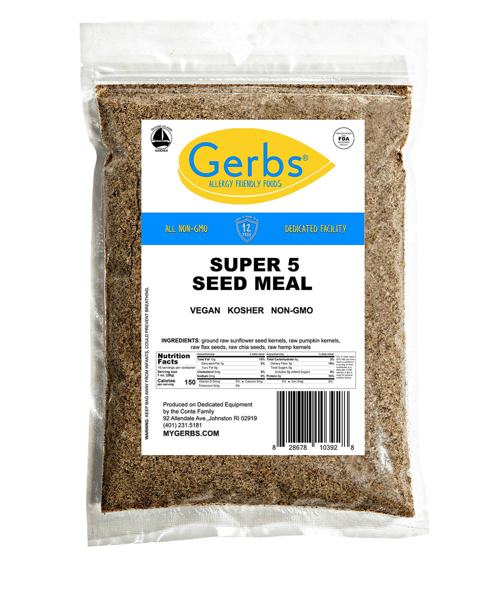 Gerbs etiqueta que destaca ingredientes sin alérgenos y sin aditivos