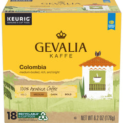 Gevalia empaque frontal mostrando la caja de 18 cápsulas y conveniencia