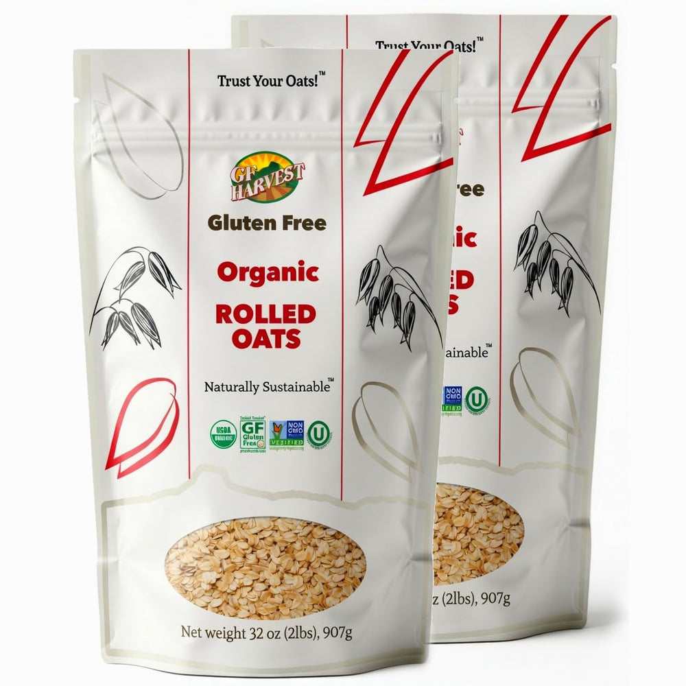 GF Harvest frente del empaque de 32 oz mostrando sello sin gluten y orgánico