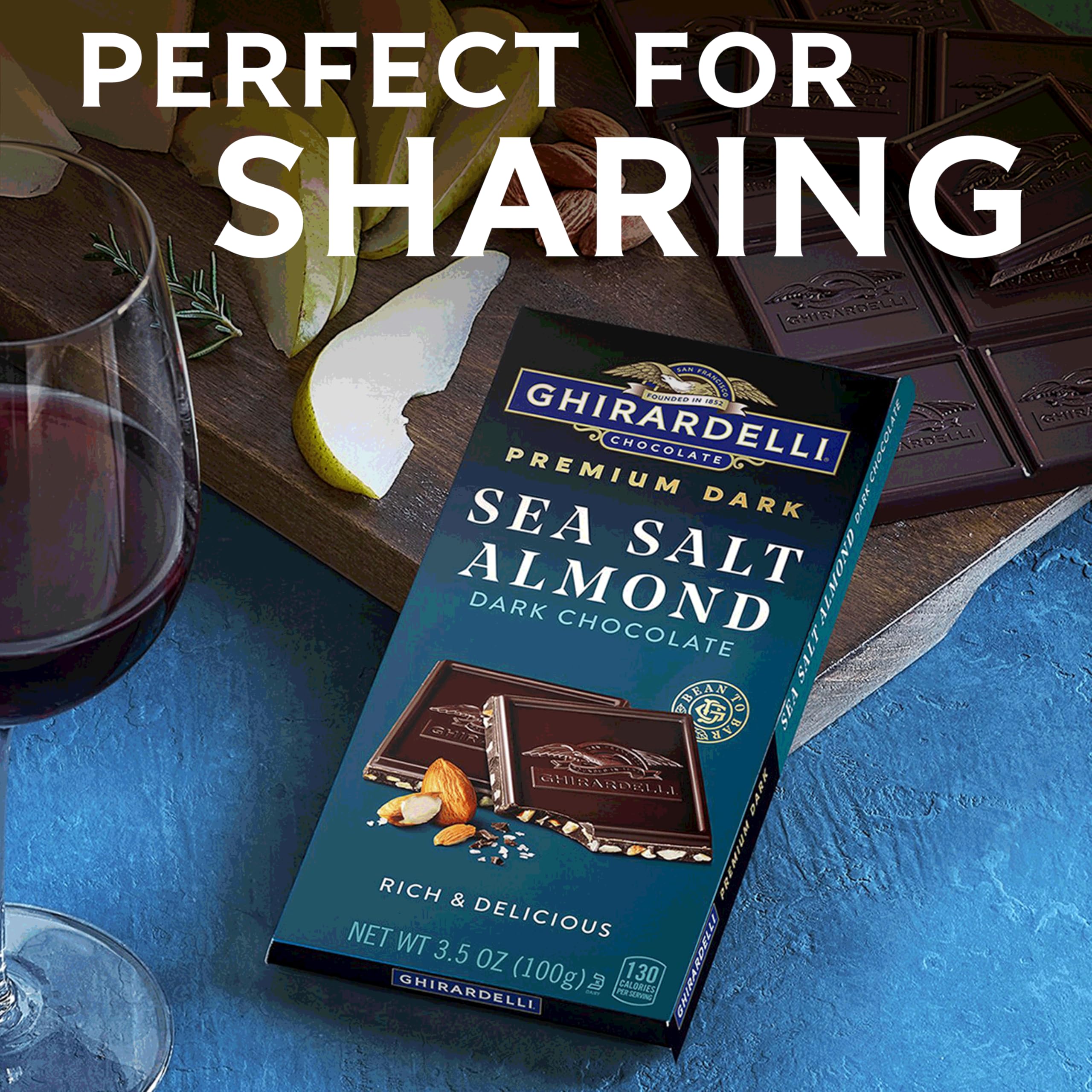 Ghirardelli barras sobre mesa como opción para compartir en reuniones