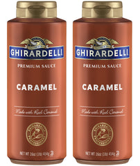 Ghirardelli botella frontal de caramelo mostrando diseño y facilidad de uso