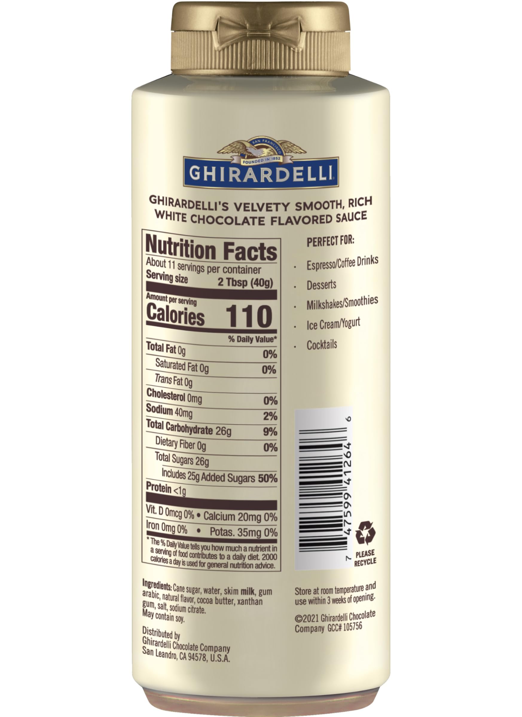 Ghirardelli etiqueta de ingredientes muestra calidad y transparencia