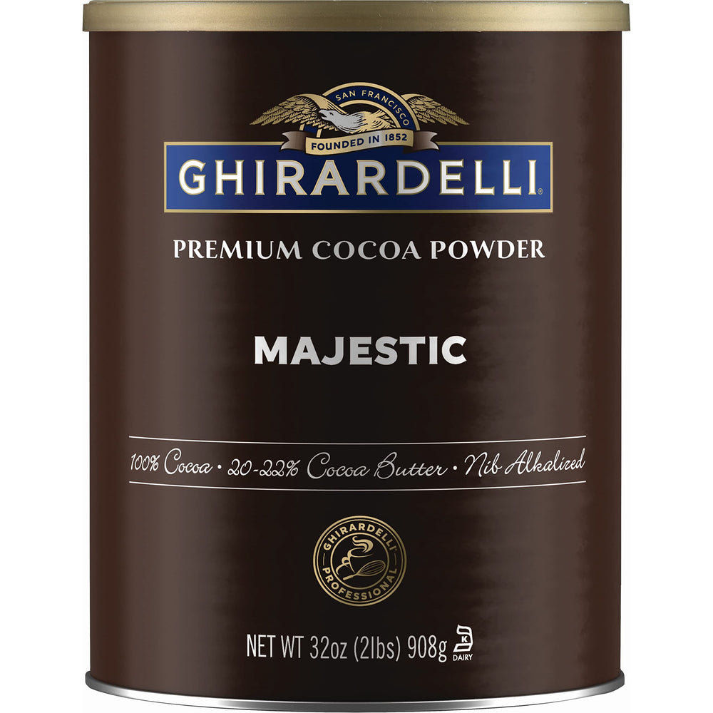 Ghirardelli frente del envase mostrando la marca y presentación de 2 lb