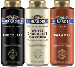 Ghirardelli frente del pack de tres botellas presenta variedad y control