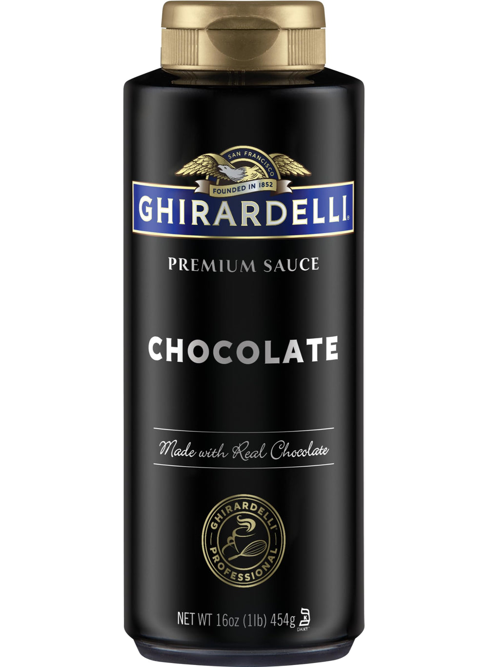 Ghirardelli textura de salsa en primer plano resaltando brillo y cremosidad