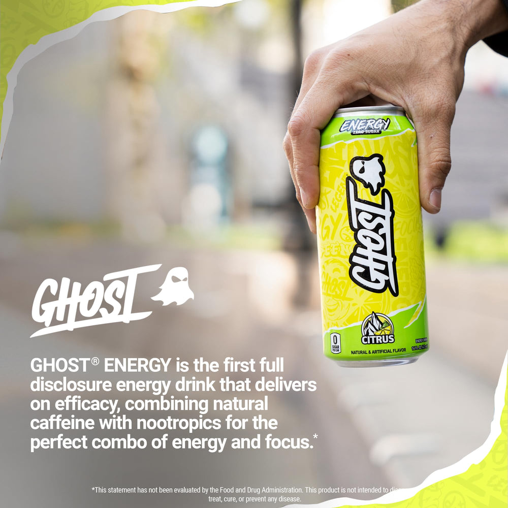 GHOST lata en entorno activo mostrando impulso energético para entrenar