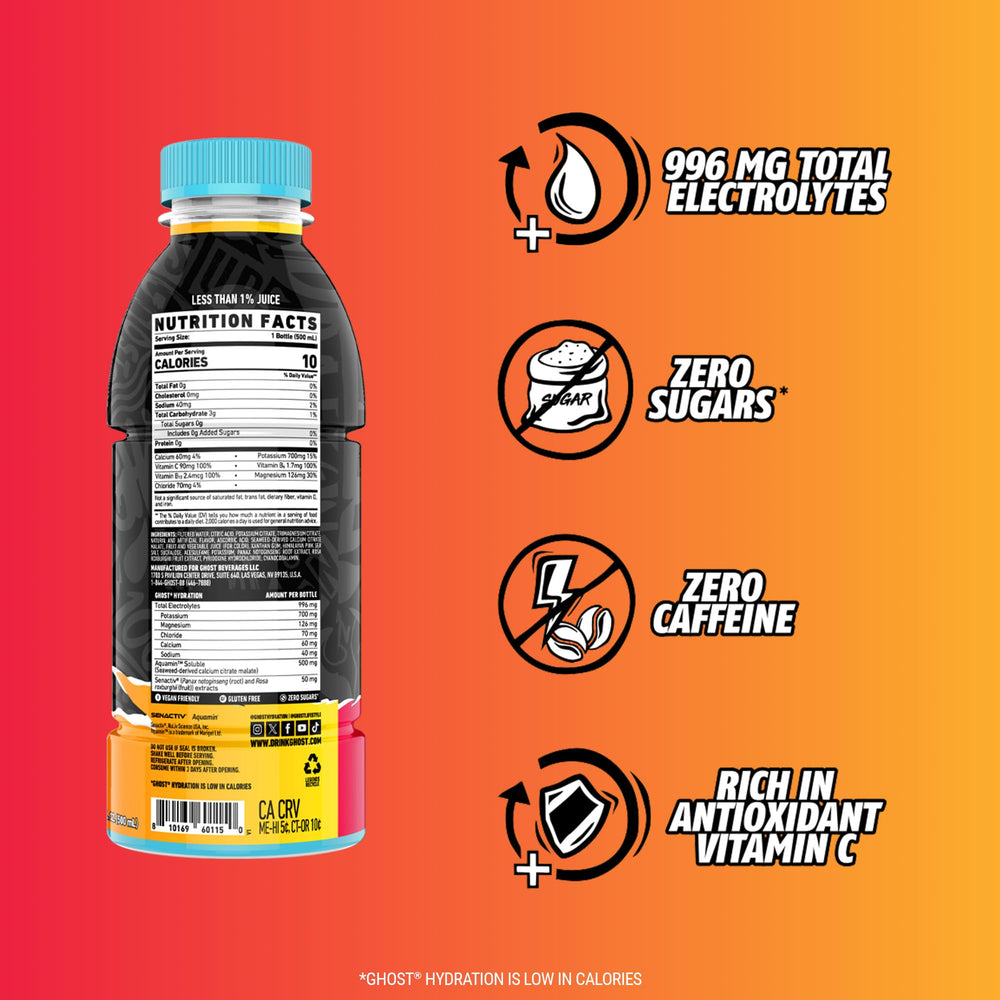 GHOST botella en mano para comparar tamaño y portabilidad
