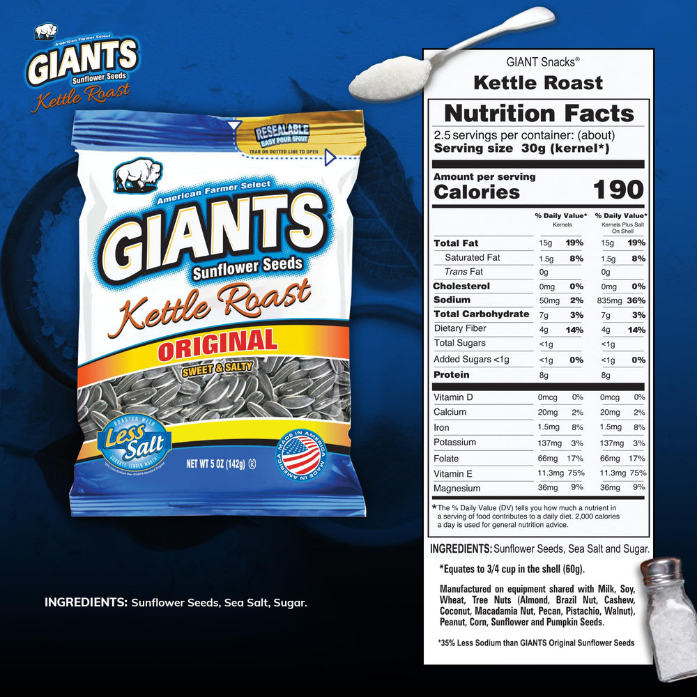 GIANTS SUNFLOWER SEEDS bol servido para compartir, snack alto en proteína