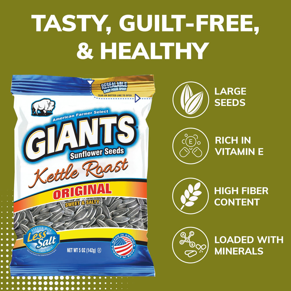 GIANTS SUNFLOWER SEEDS etiqueta nutricional, información clara para el consumidor