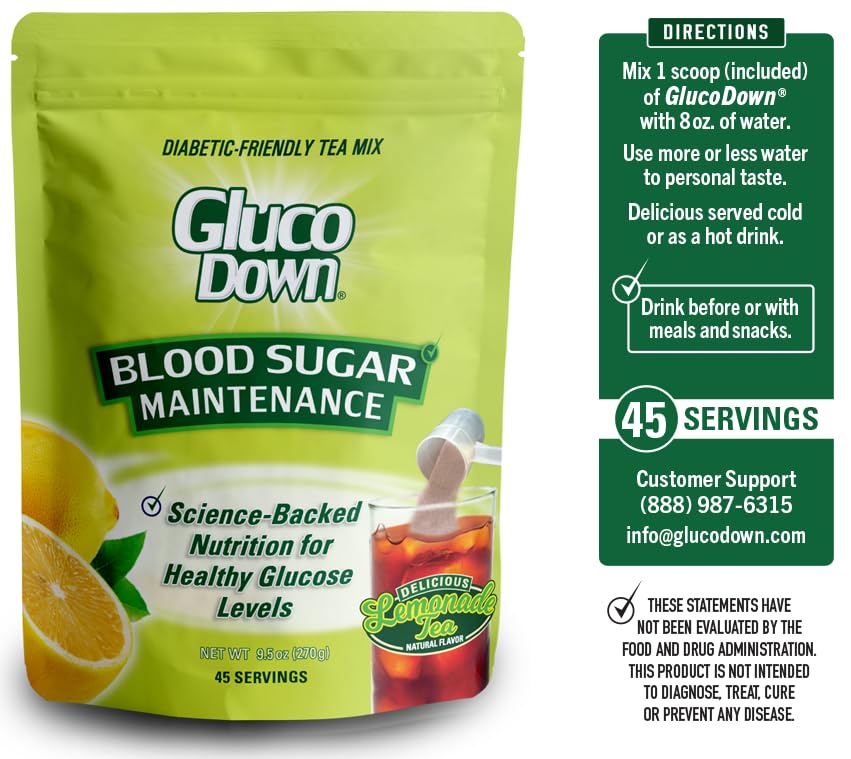 GLUCODOWN etiqueta con información nutricional y beneficios de fibra