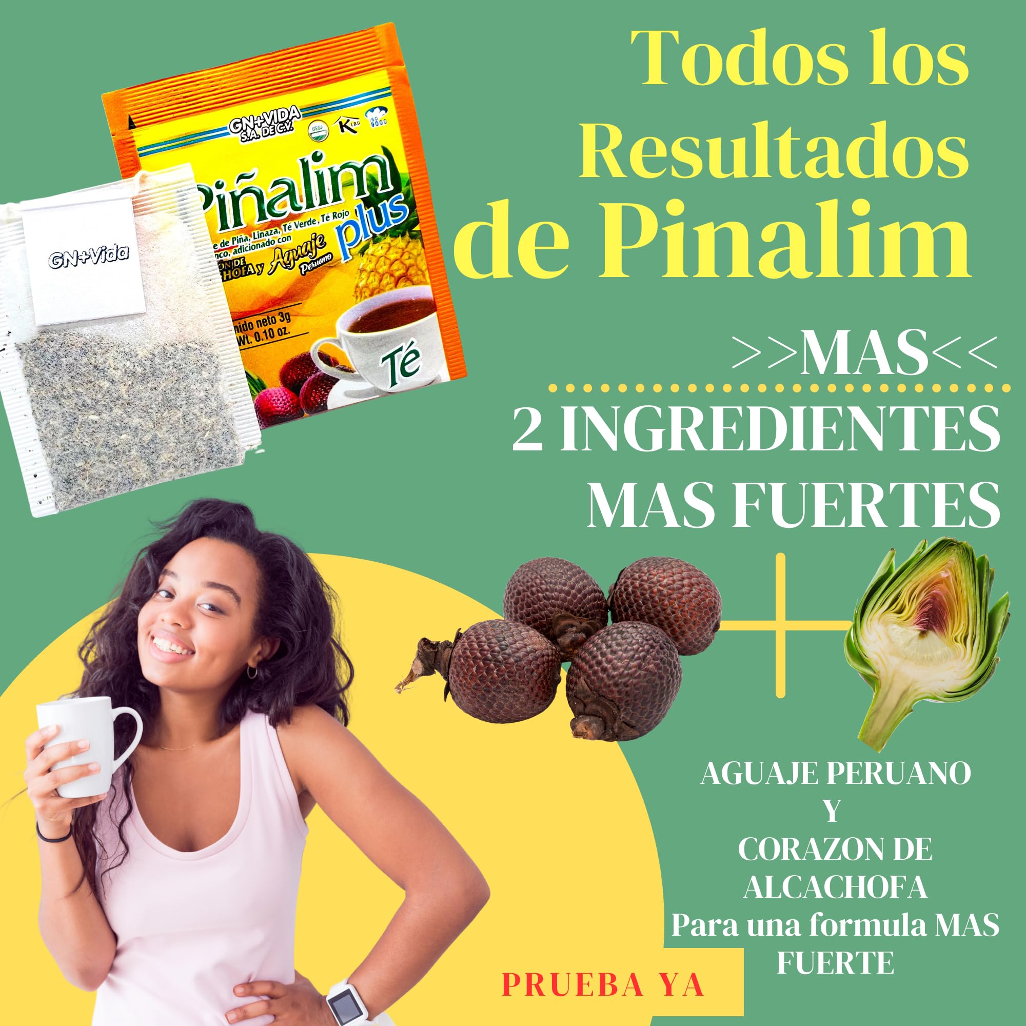 GN+Vida aguaje y alcachofa representados como ingredientes naturales beneficiosos