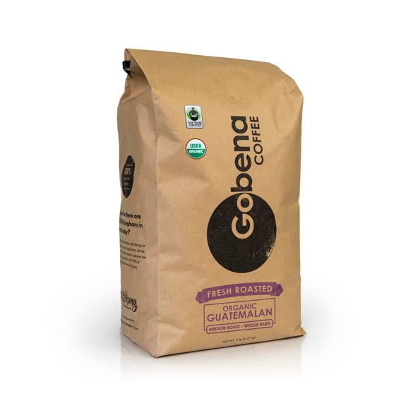 Gobena paquete 5 lb al frente mostrando sello orgánico y fair trade, frescura garantizada