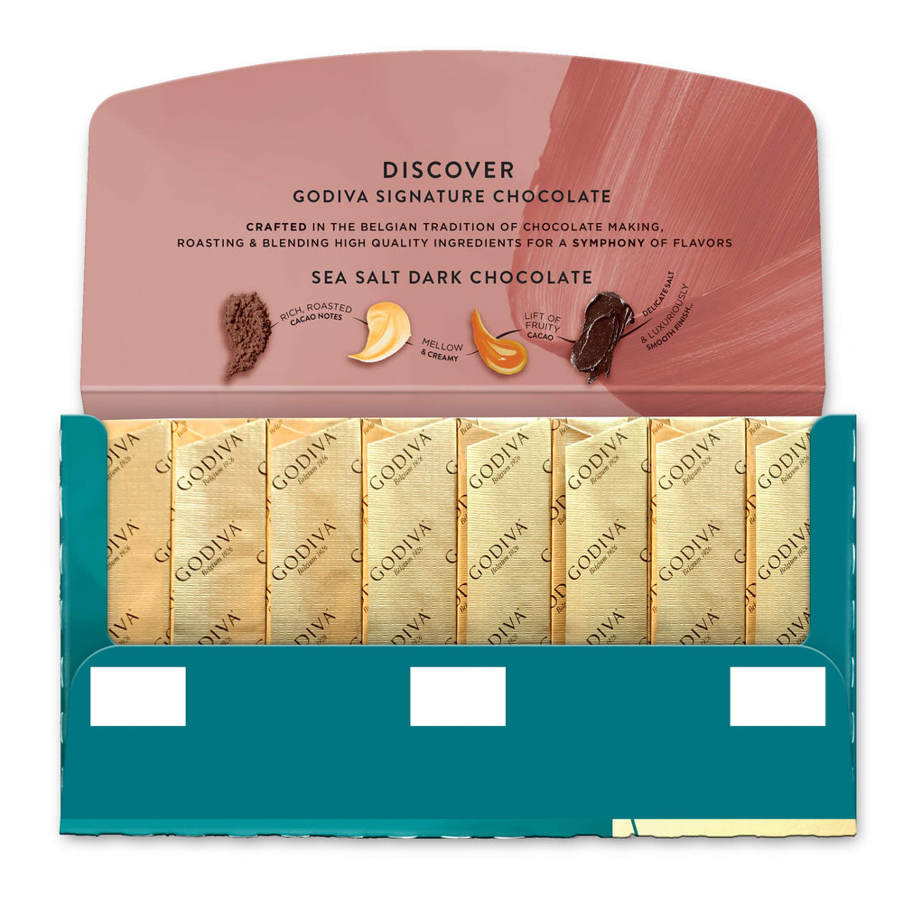 Godiva primeros planos de cristales de sal marina realzando el sabor