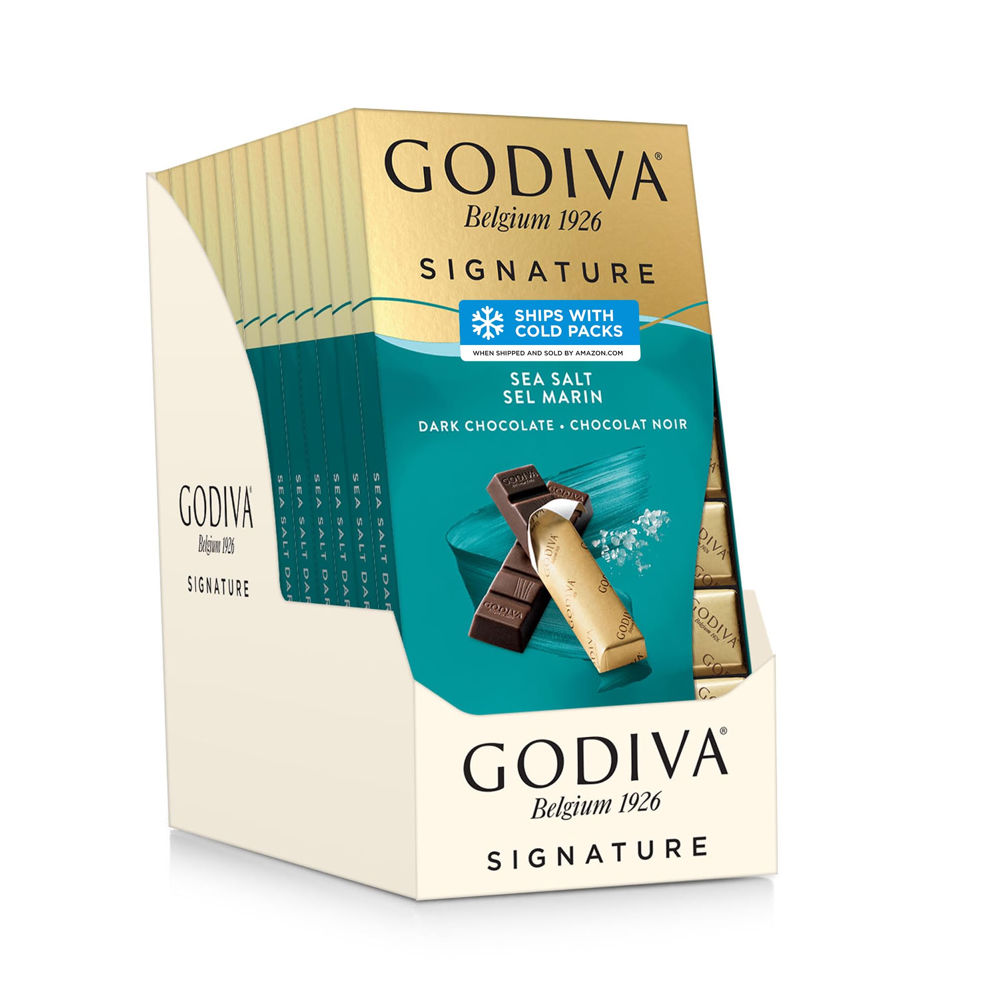 Godiva empaque frontal de las mini barras que transmite lujo y conveniencia