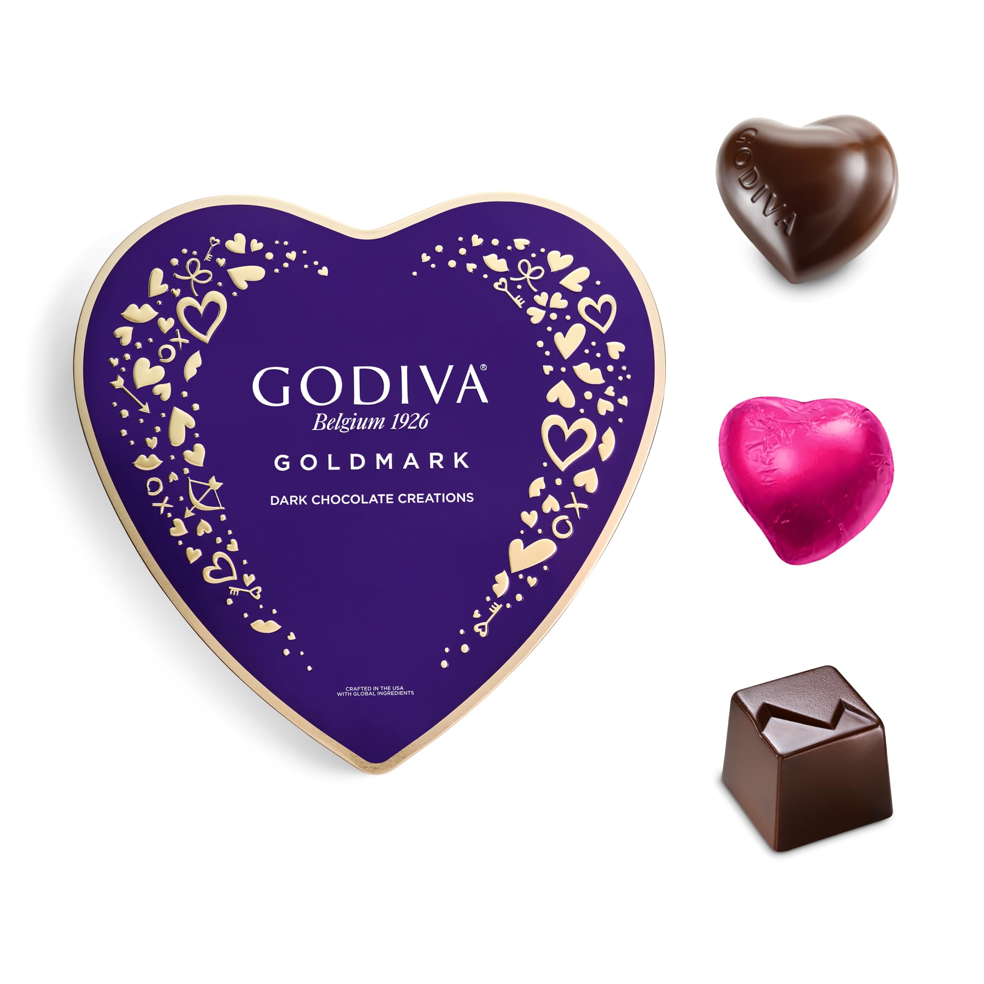 Godiva lata abierta mostrando 14 bombones, facilita compartir