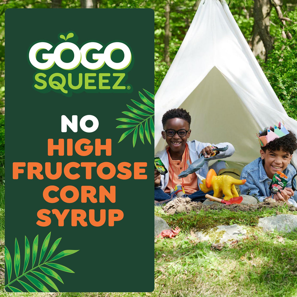 GoGo squeeZ pouch abierto mostrando consistencia suave y fácil de comer