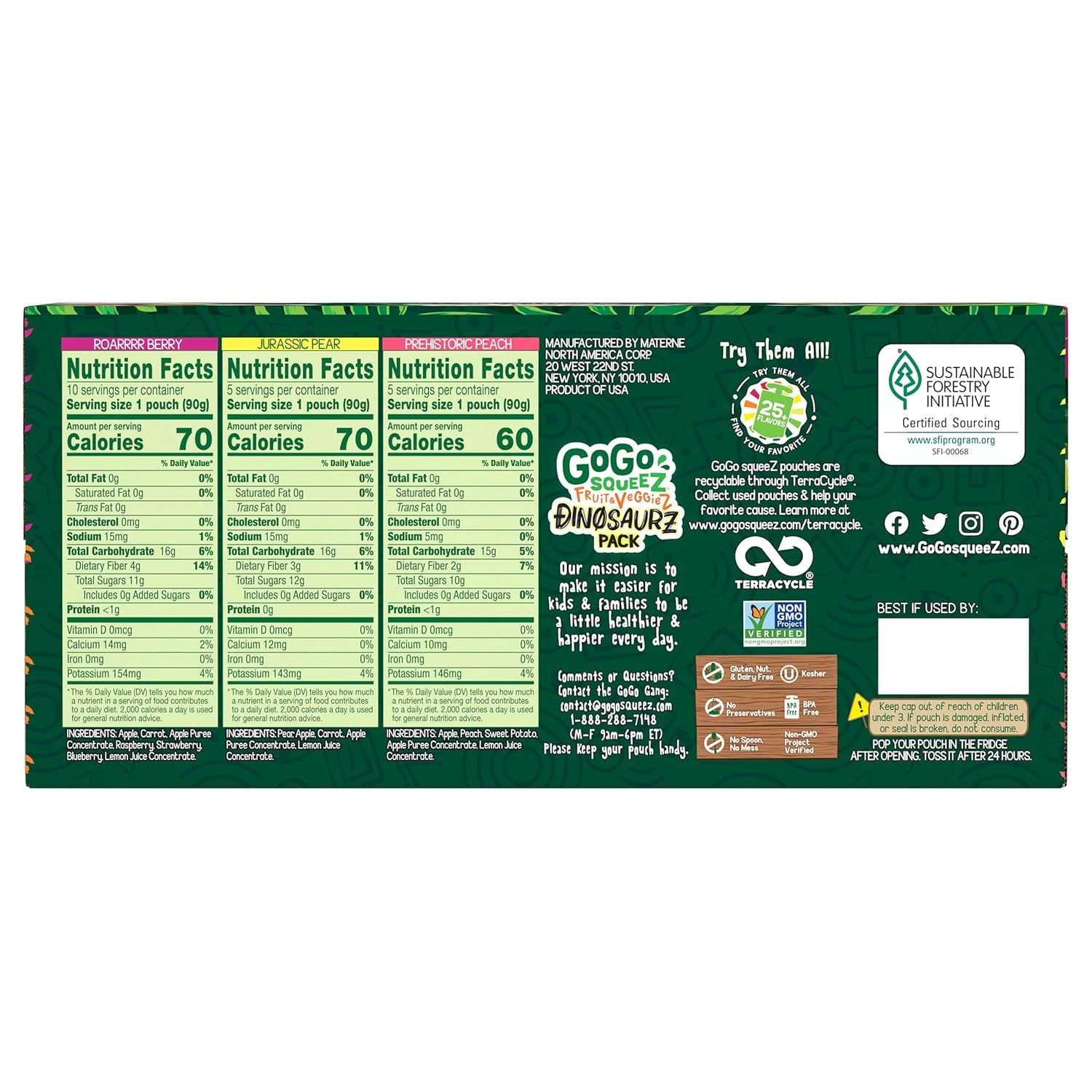 GoGo squeeZ detalle textura Roarrrr Berry mostrando mezcla de frutas y beneficios