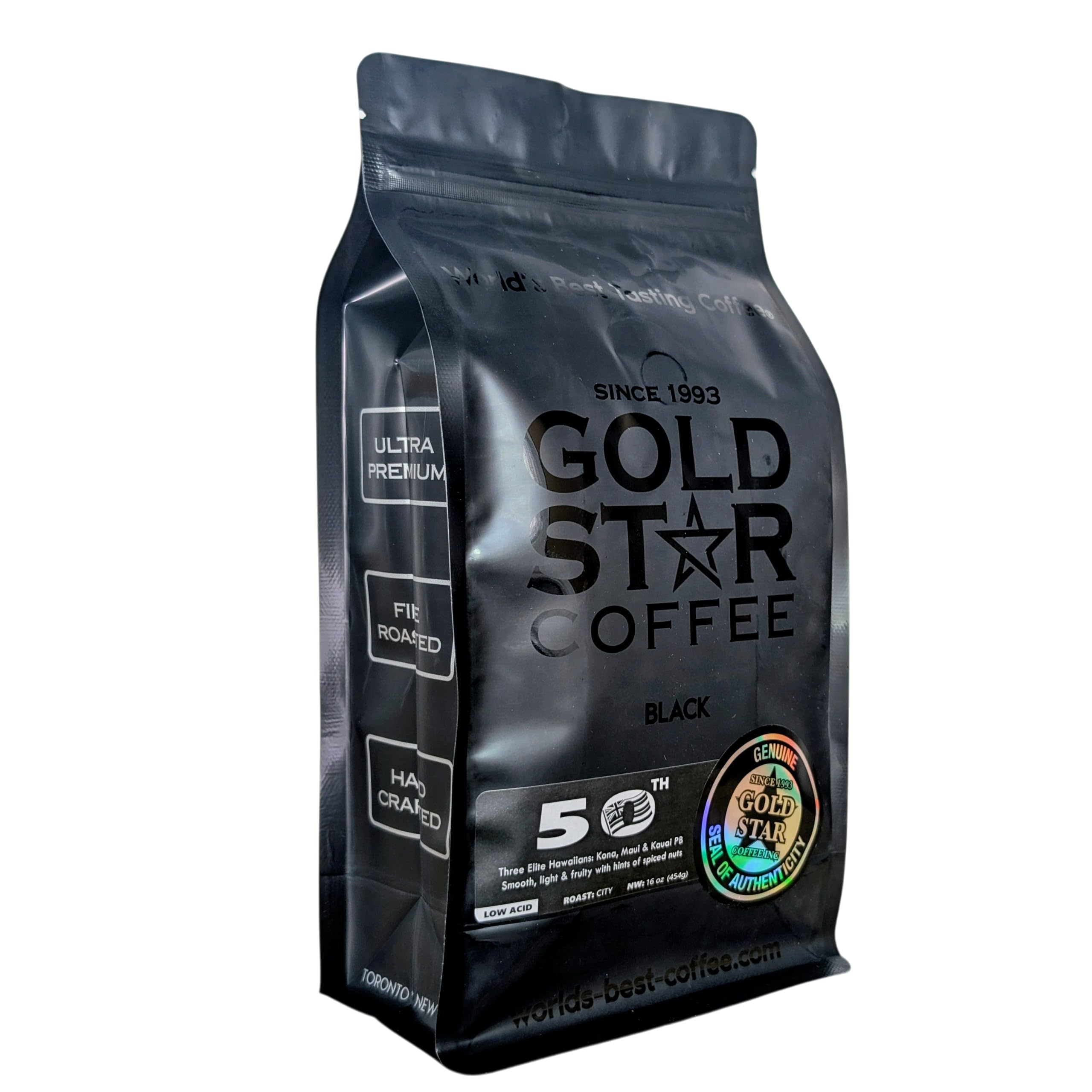 Gran detalle de granos Peaberry Gold Star Coffee que destaca concentración de sabor