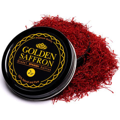 Golden Saffron empaque frontal muestra azafrán puro y fresco