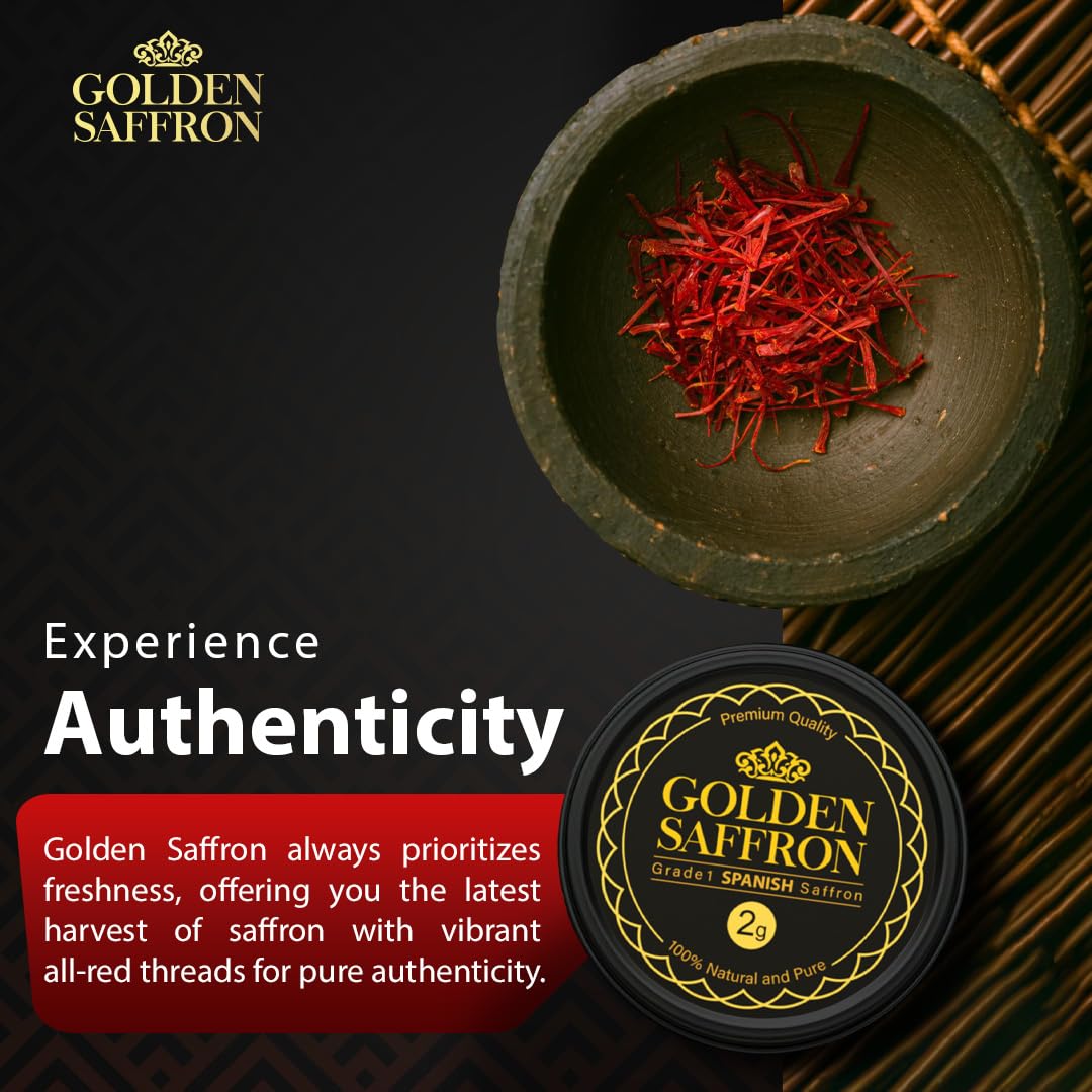 Golden Saffron detalle de hebras rojas destaca intensidad aromática