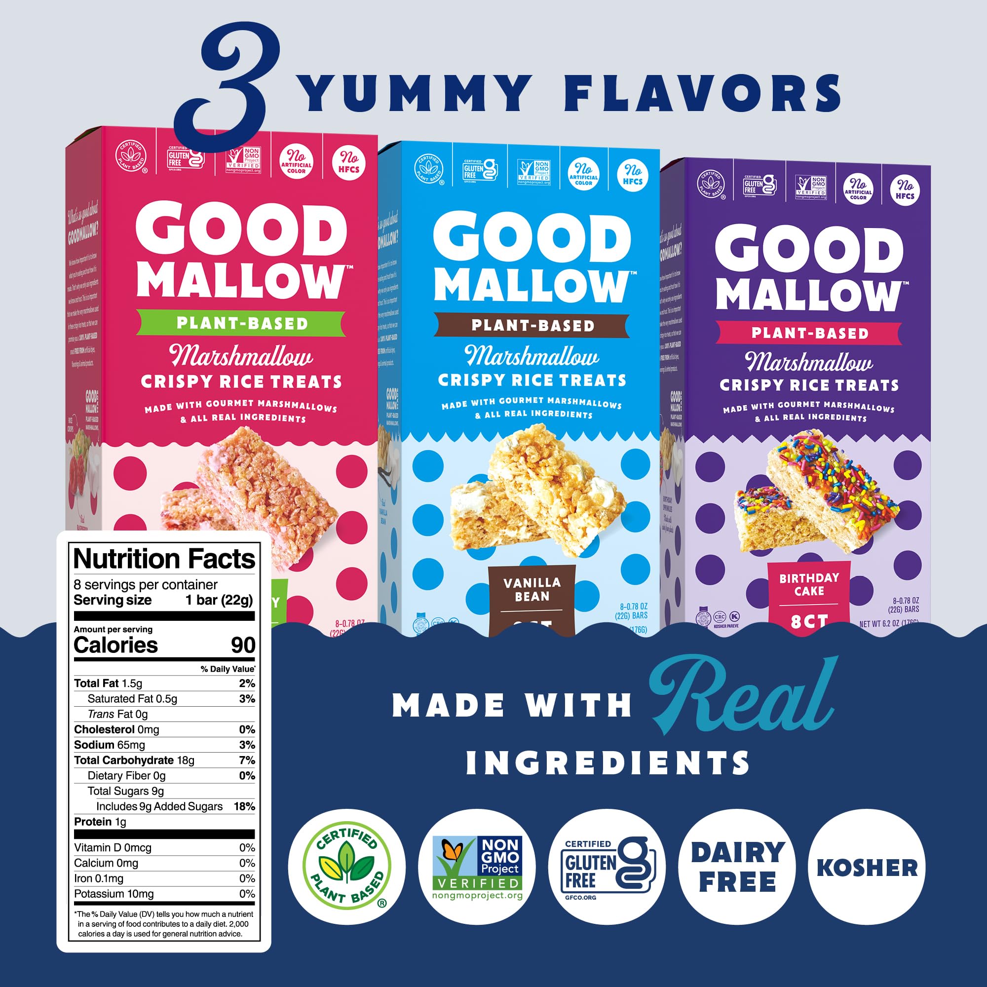 GoodMallow barrita envuelta individualmente, conveniente y portátil