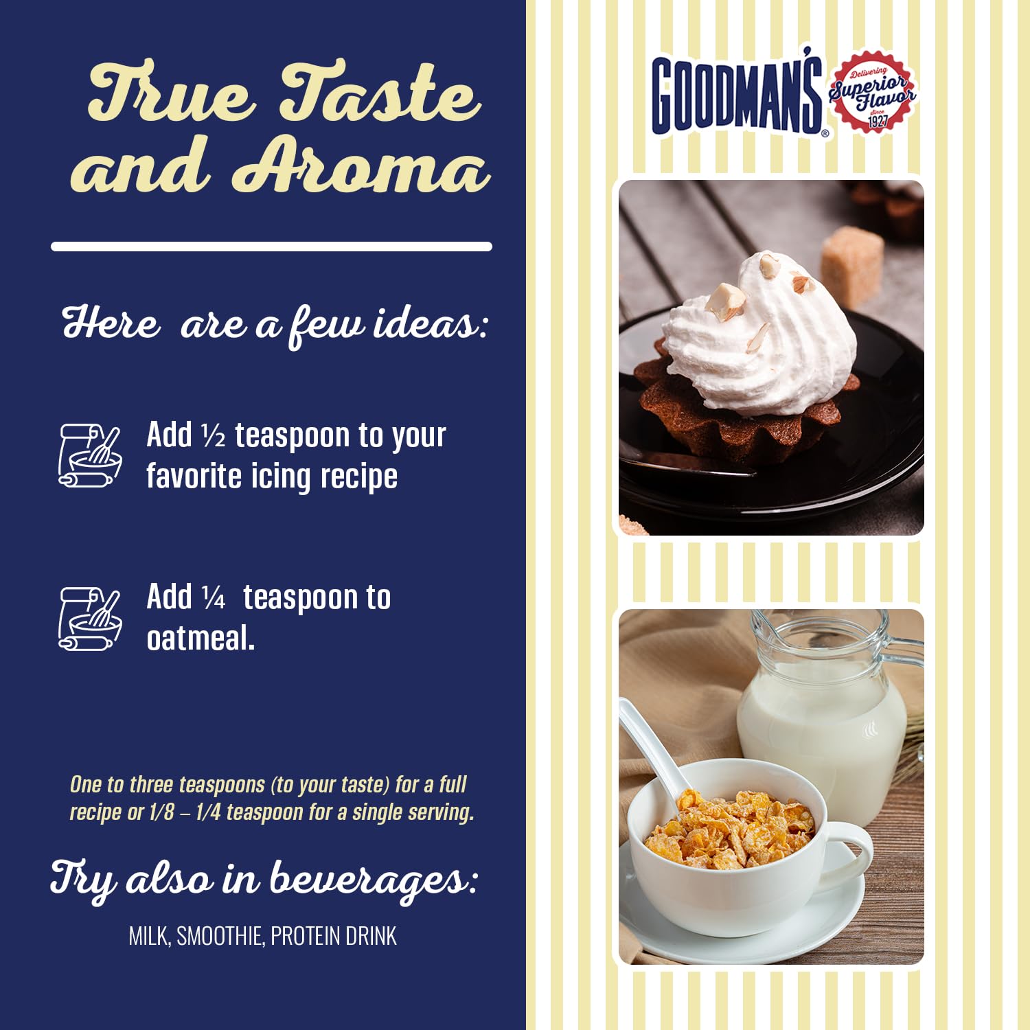 Goodman's envase en mesa de desayuno sugiriendo uso versátil y sabor real