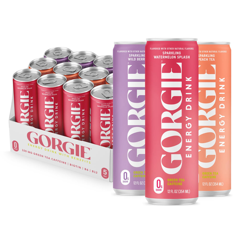 GORGIE lata frontal mostrando diseño y beneficio energizante