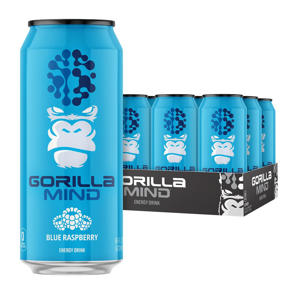 Gorilla Mind lata frontal Blue Raspberry mostrando diseño y atractivo