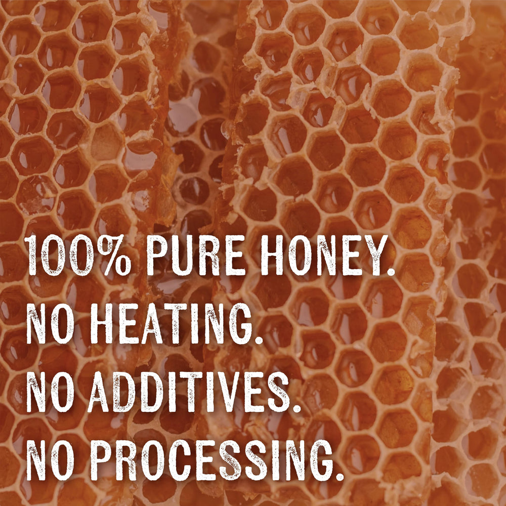 Goshen Honey frasco junto a objetos para apreciar tamaño y peso