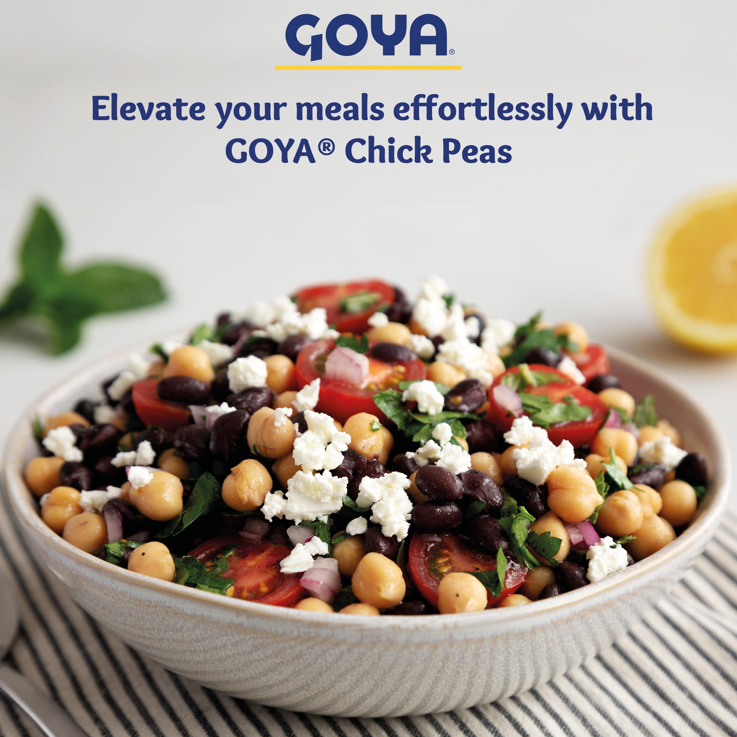 Goya garbanzos etiqueta nutricional clara sin gluten y baja en grasa