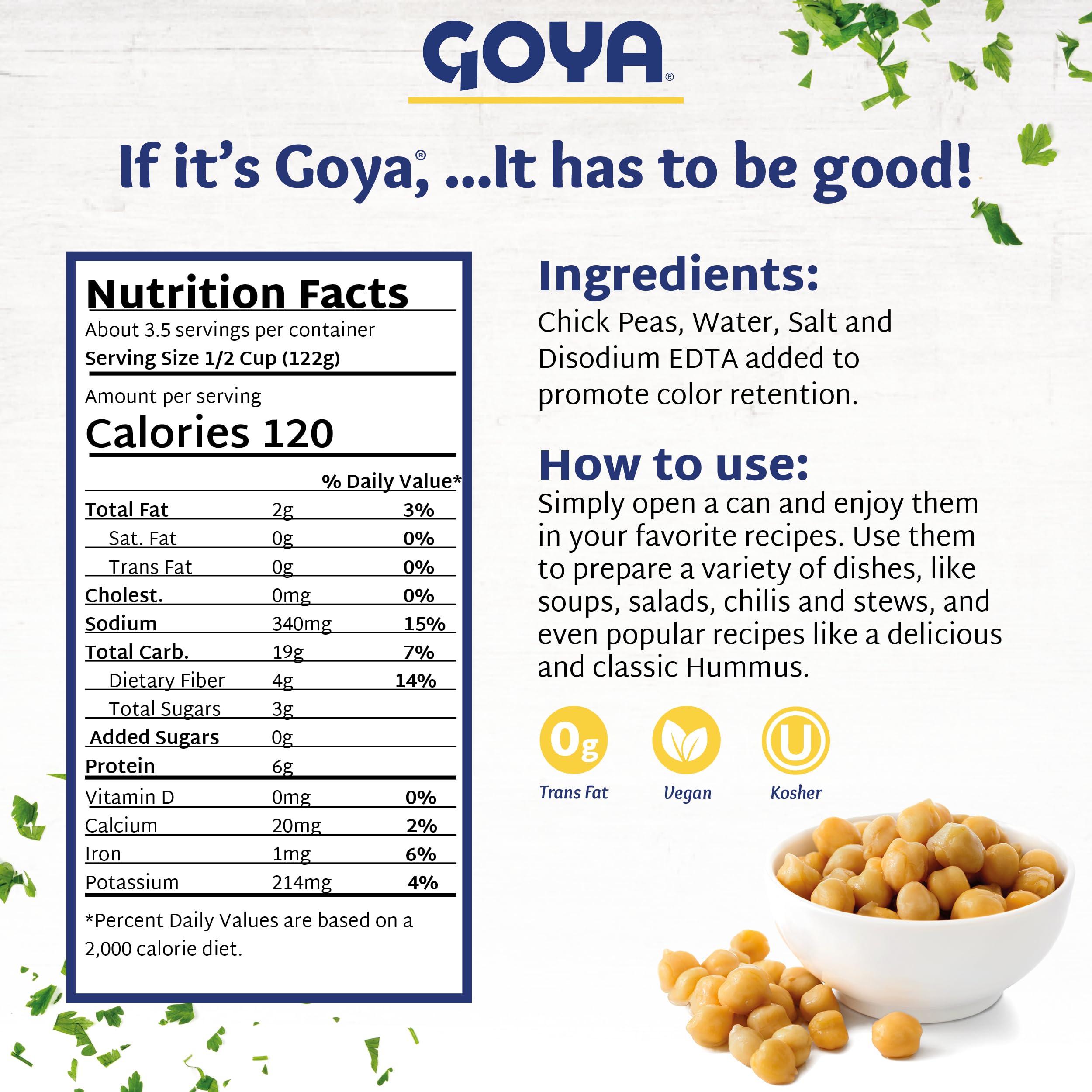 Goya garbanzos primer plano textura cremosa y grano entero para cocinar
