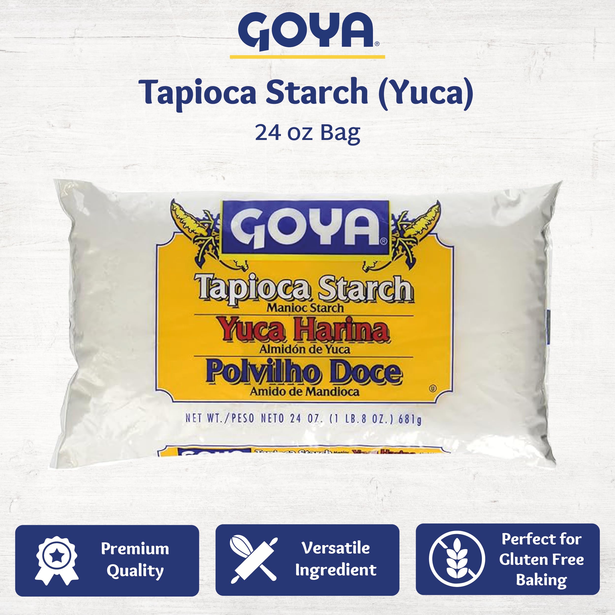 Goya textura fina de harina de yuca, facilidad para mezclar