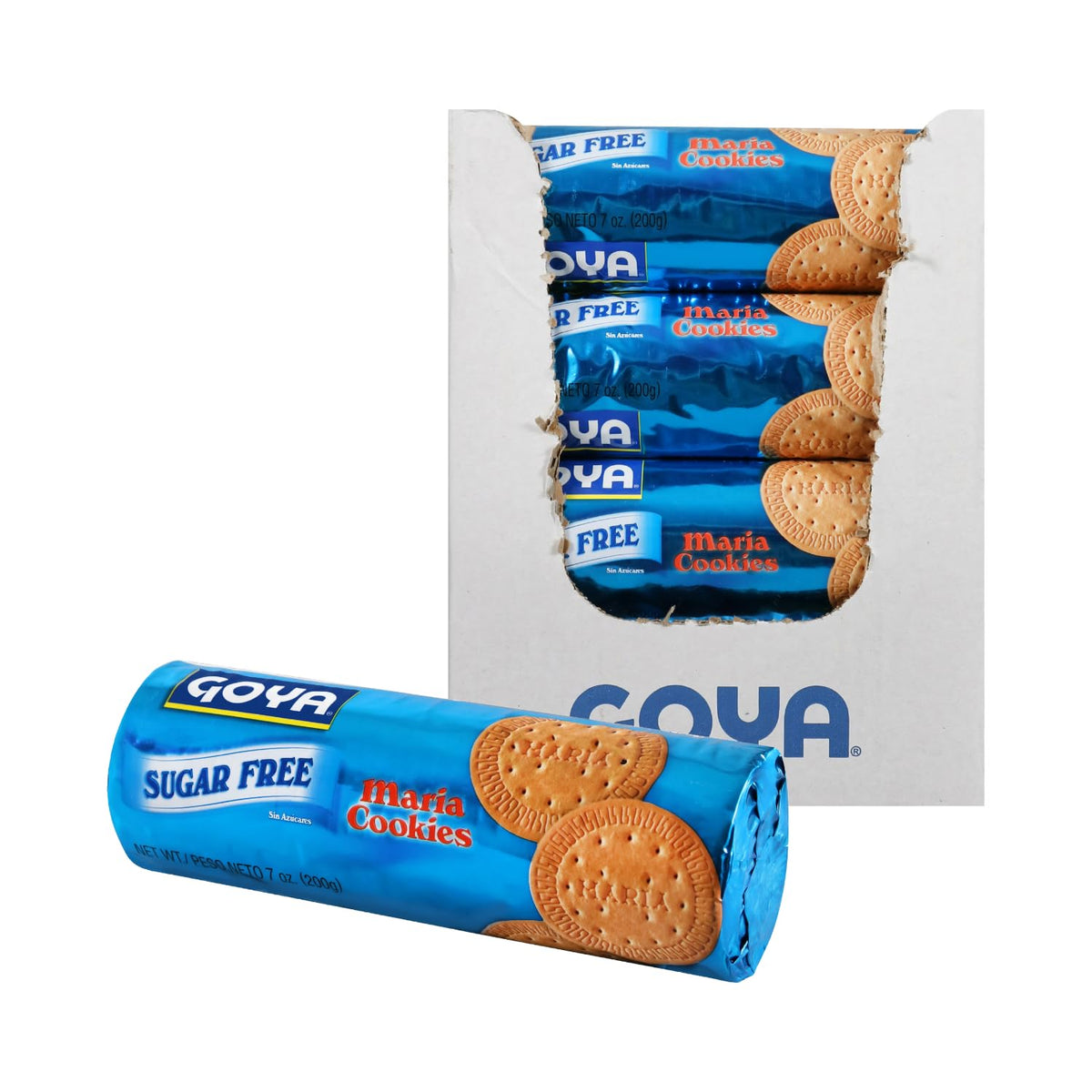 Goya paquete frontal de galletas Maria sin azúcar mostrando presentación práctica